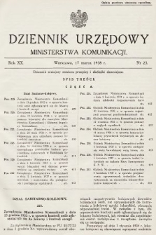 Dziennik Urzędowy Ministerstwa Komunikacji. 1938, nr 23