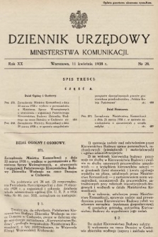 Dziennik Urzędowy Ministerstwa Komunikacji. 1938, nr 28