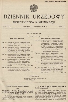 Dziennik Urzędowy Ministerstwa Komunikacji. 1938, nr 29