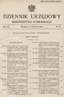 Dziennik Urzędowy Ministerstwa Komunikacji. 1938, nr 30