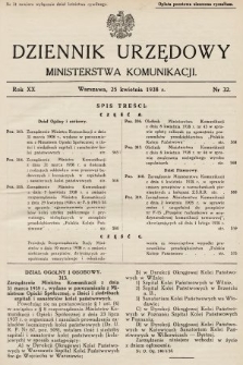 Dziennik Urzędowy Ministerstwa Komunikacji. 1938, nr 32