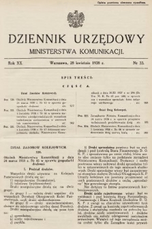 Dziennik Urzędowy Ministerstwa Komunikacji. 1938, nr 33