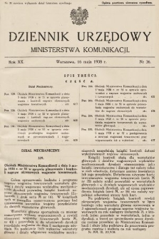 Dziennik Urzędowy Ministerstwa Komunikacji. 1938, nr 36