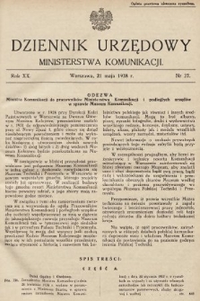 Dziennik Urzędowy Ministerstwa Komunikacji. 1938, nr 37
