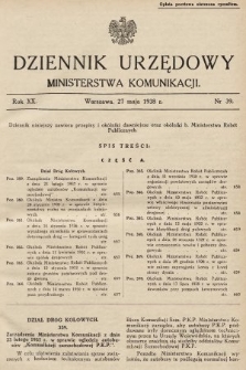 Dziennik Urzędowy Ministerstwa Komunikacji. 1938, nr 39