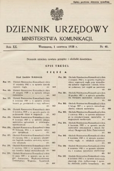 Dziennik Urzędowy Ministerstwa Komunikacji. 1938, nr 40