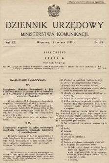 Dziennik Urzędowy Ministerstwa Komunikacji. 1938, nr 43