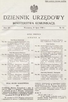 Dziennik Urzędowy Ministerstwa Komunikacji. 1938, nr 52