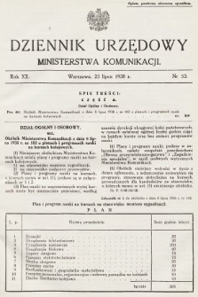 Dziennik Urzędowy Ministerstwa Komunikacji. 1938, nr 53