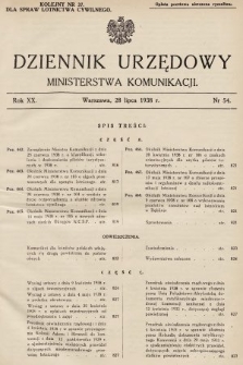 Dziennik Urzędowy Ministerstwa Komunikacji. 1938, nr 54