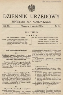 Dziennik Urzędowy Ministerstwa Komunikacji. 1938, nr 58