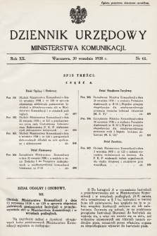 Dziennik Urzędowy Ministerstwa Komunikacji. 1938, nr 61