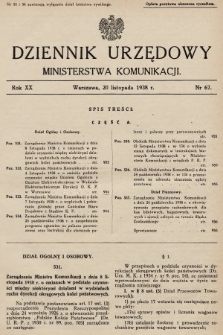 Dziennik Urzędowy Ministerstwa Komunikacji. 1938, nr 67
