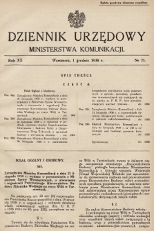 Dziennik Urzędowy Ministerstwa Komunikacji. 1938, nr 71