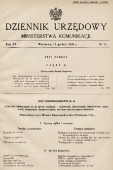 Dziennik Urzędowy Ministerstwa Komunikacji. 1938, nr 72