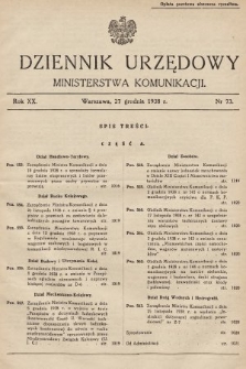 Dziennik Urzędowy Ministerstwa Komunikacji. 1938, nr 73