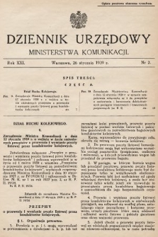 Dziennik Urzędowy Ministerstwa Komunikacji. 1939, nr 2