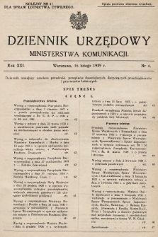 Dziennik Urzędowy Ministerstwa Komunikacji. 1939, nr 4