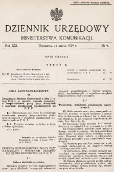 Dziennik Urzędowy Ministerstwa Komunikacji. 1939, nr 9
