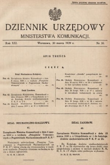 Dziennik Urzędowy Ministerstwa Komunikacji. 1939, nr 10