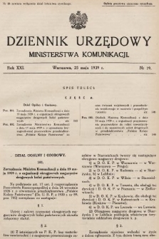 Dziennik Urzędowy Ministerstwa Komunikacji. 1939, nr 19