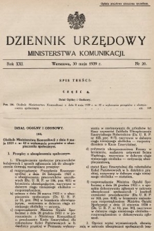 Dziennik Urzędowy Ministerstwa Komunikacji. 1939, nr 20