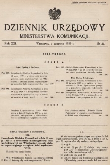 Dziennik Urzędowy Ministerstwa Komunikacji. 1939, nr 21