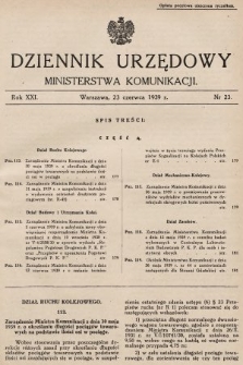 Dziennik Urzędowy Ministerstwa Komunikacji. 1939, nr 23