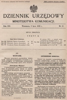 Dziennik Urzędowy Ministerstwa Komunikacji. 1939, nr 27