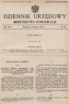 Dziennik Urzędowy Ministerstwa Komunikacji. 1939, nr 29