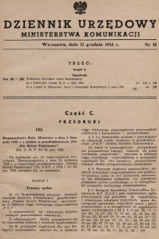 Dziennik Urzędowy Ministerstwa Komunikacji. 1945, nr 18