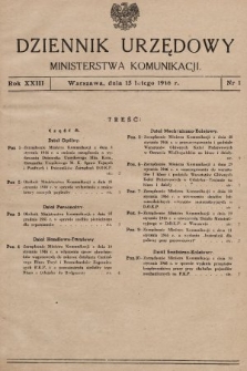 Dziennik Urzędowy Ministerstwa Komunikacji. 1946, nr 1
