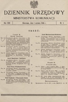 Dziennik Urzędowy Ministerstwa Komunikacji. 1946, nr 5