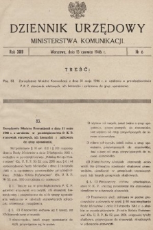 Dziennik Urzędowy Ministerstwa Komunikacji. 1946, nr 6
