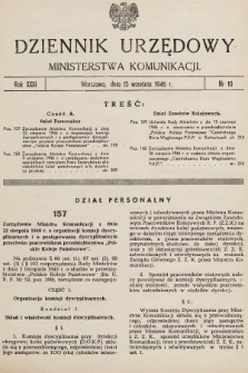 Dziennik Urzędowy Ministerstwa Komunikacji. 1946, nr 10