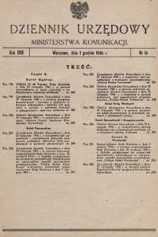 Dziennik Urzędowy Ministerstwa Komunikacji. 1946, nr 14