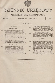 Dziennik Urzędowy Ministerstwa Komunikacji. 1947, nr 1