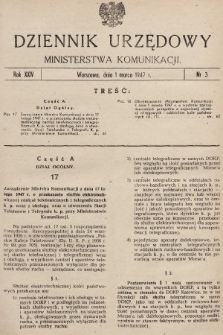 Dziennik Urzędowy Ministerstwa Komunikacji. 1947, nr 3