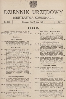 Dziennik Urzędowy Ministerstwa Komunikacji. 1947, nr 7