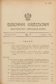 Dziennik Urzędowy Ministerstwa Sprawiedliwości. 1925, nr 7