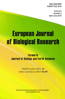 European Journal of Biological Research. Vol. 6, 2016, no. 2