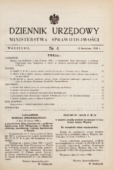 Dziennik Urzędowy Ministerstwa Sprawiedliwości. 1938, nr 4