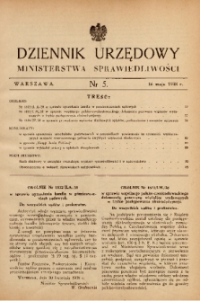 Dziennik Urzędowy Ministerstwa Sprawiedliwości. 1938, nr 5