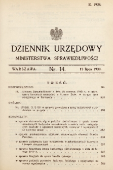 Dziennik Urzędowy Ministerstwa Sprawiedliwości. 1930, nr 14