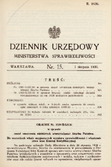 Dziennik Urzędowy Ministerstwa Sprawiedliwości. 1930, nr 15