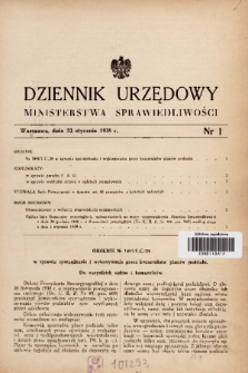 Dziennik Urzędowy Ministerstwa Sprawiedliwości. 1939, nr 1