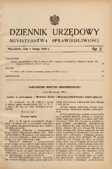 Dziennik Urzędowy Ministerstwa Sprawiedliwości. 1939, nr 2