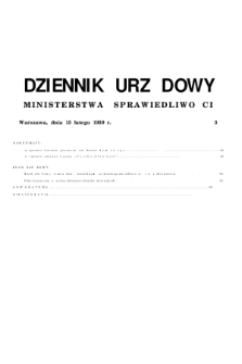 Dziennik Urzędowy Ministerstwa Sprawiedliwości. 1939, nr 3