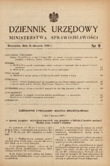 Dziennik Urzędowy Ministerstwa Sprawiedliwości. 1939, nr 9