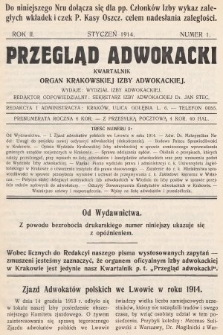 Przegląd Adwokacki : organ Krakowskiej Izby Adwokackiej. 1914, nr 1
